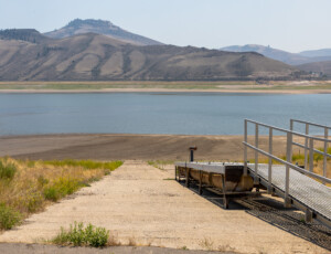 Low water levels at Colorado's Blue Mesa Reservoir on July 1, 2026. ©Mitch Tobin Usage rights are granted for editorial and nonprofit purposes only. No commercial or re-sale rights are granted without permission of the photographer.