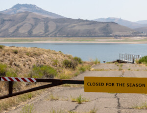 Low water levels at Colorado's Blue Mesa Reservoir on July 1, 2026. ©Mitch Tobin Usage rights are granted for editorial and nonprofit purposes only. No commercial or re-sale rights are granted without permission of the photographer.