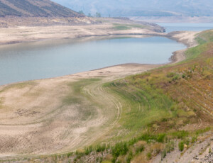 Low water levels at Colorado's Blue Mesa Reservoir on July 1, 2026. ©Mitch Tobin Usage rights are granted for editorial and nonprofit purposes only. No commercial or re-sale rights are granted without permission of the photographer.