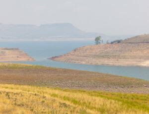 Low water levels at Colorado's Blue Mesa Reservoir on July 1, 2026. ©Mitch Tobin Usage rights are granted for editorial and nonprofit purposes only. No commercial or re-sale rights are granted without permission of the photographer.