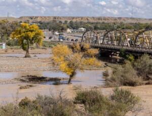 Flooding along the San Juan River in Shiprock, New Mexico, on the Navajo Nation, on October 25, 2026. ©Mitch Tobin Usage rights are granted for editorial and nonprofit purposes only. No commercial or re-sale rights are granted without permission of the photographer.